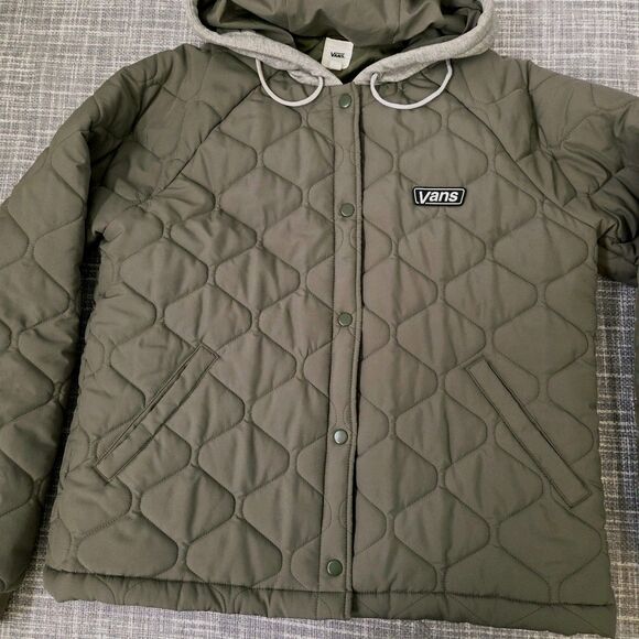 VANS MTE Board Jacket Women’s M/L Olive Hooded Puffer Retail $120 - Picture 8 of 13